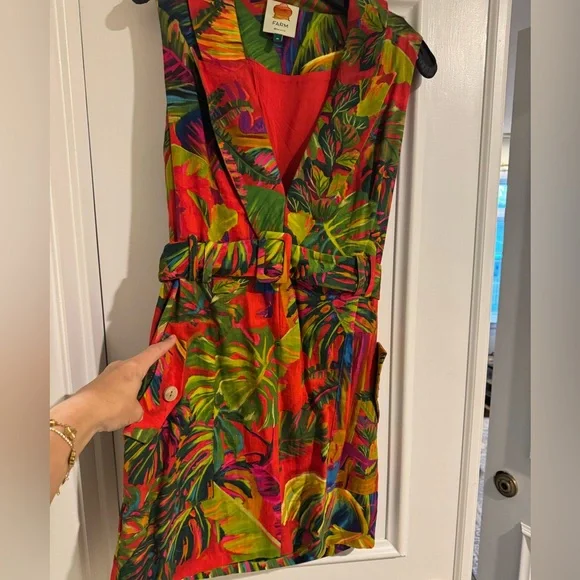 FARM Rio Red and Green Women’s Mini Dress with Tropical Print - Picture 3 of 8